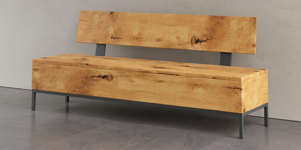 Massivholz Bank mit Truhe aus Asteiche – Zeitloses Design B61 