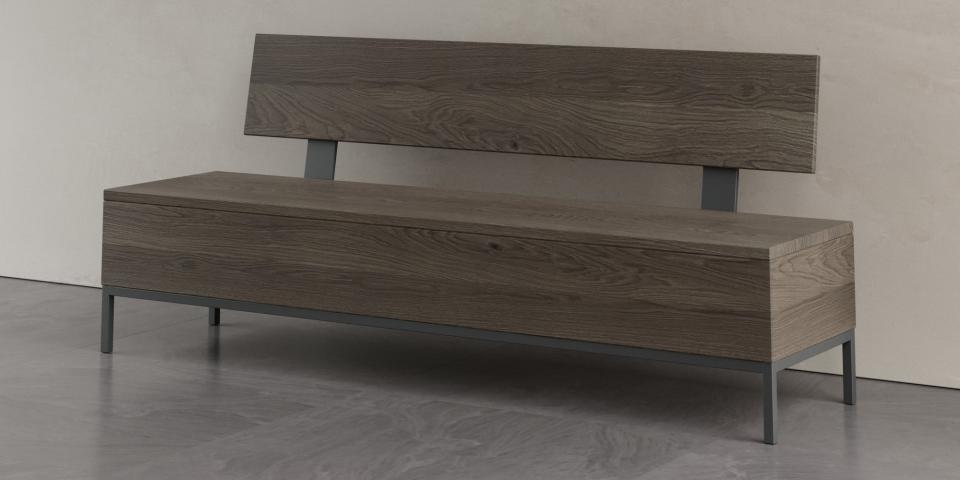 Massivholz Bank mit Truhe aus Eiche grau – Zeitloses Design B61 