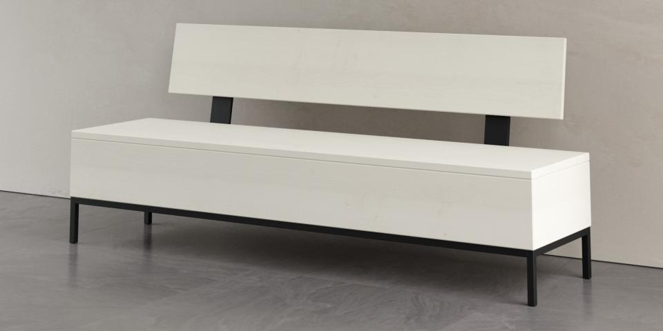 Massivholz Bank mit Truhe aus Eiche weiss – Zeitloses Design B61 