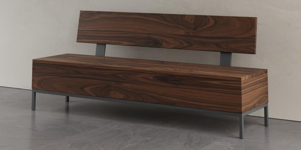 Massivholz Bank mit Truhe aus Nussbaum – Zeitloses Design B61 