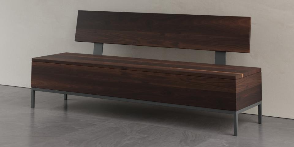 Massivholz Bank mit Truhe aus Raeuchereiche – Zeitloses Design B61 
