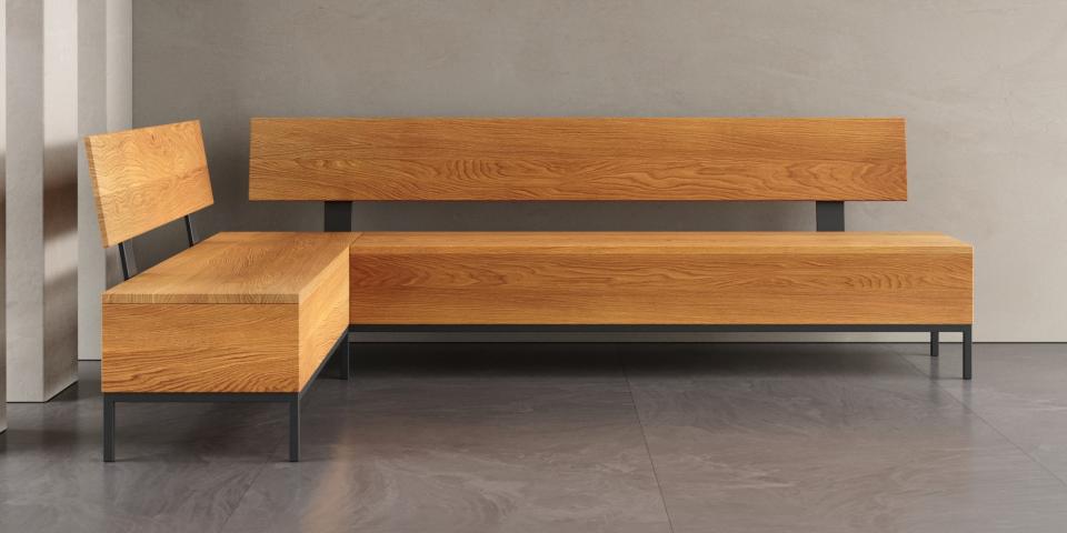 Massivholz Eckbank mit Truhe aus Eiche – Zeitloses Design B63 