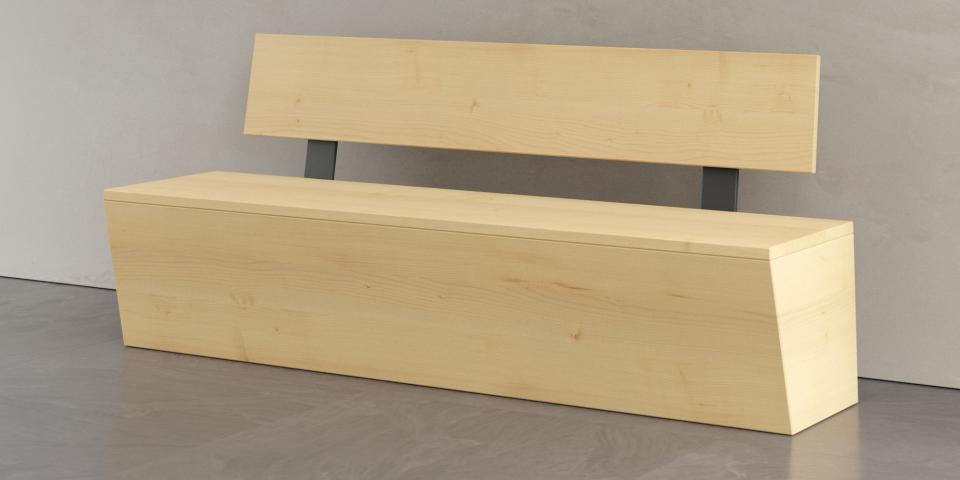 Maßgeschneiderte Holzbank aus hellem Ahorn B31 