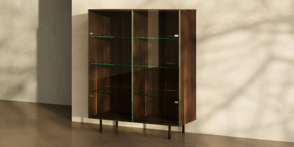 Highboard aus Räuchereiche mit Glastüren: Einzigartiges Design S77 