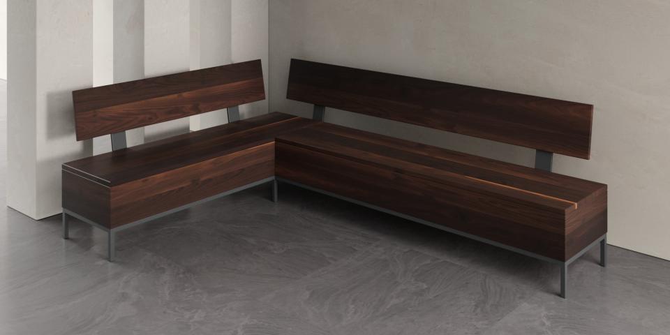Massivholz Eckbank mit Truhe aus Raeuchereiche – Zeitloses Design B63 