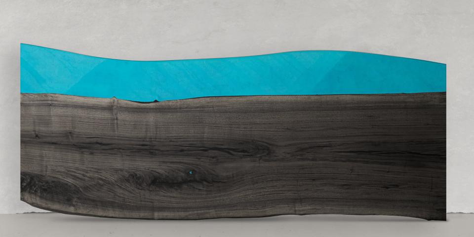 Massiver Esstisch Eiche grau Epoxy Edles Handwerksdesign 