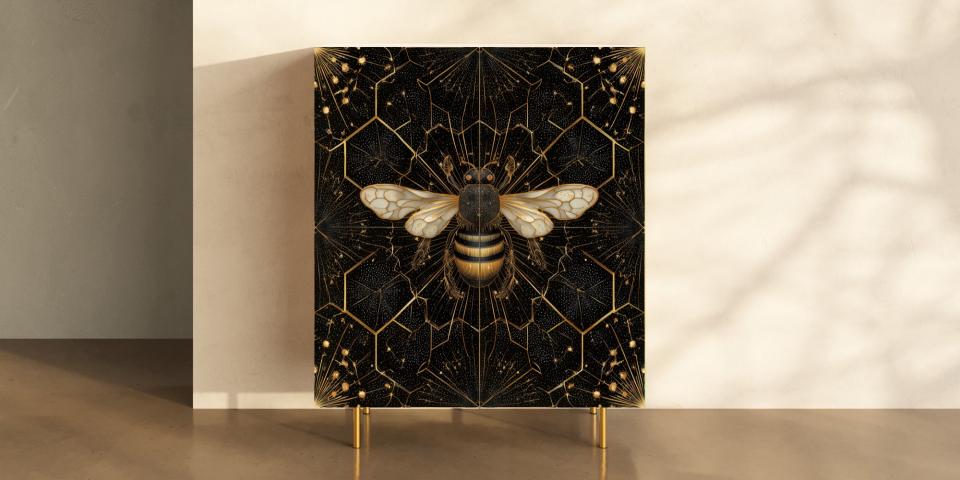 Designschrank „Bee Blossom“ – florale Eleganz mit Bienenmotiv S PRI 1012 