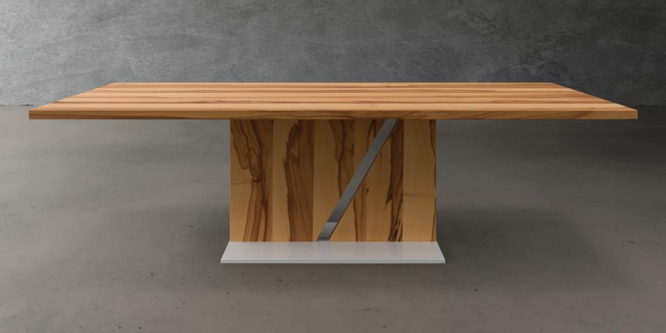 Holztisch nach Maß: Wildbuche Massiv mit Metallplatte E24 