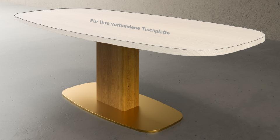 Massives Tischgestell Eiche mit Bodenplatte aus Metall: Edles Handwerksdesign T10R 