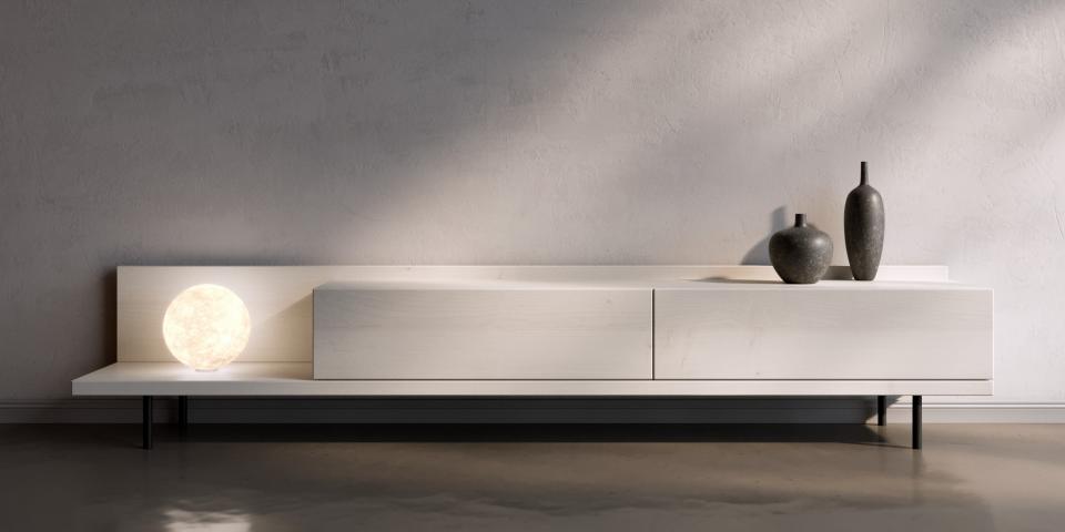 Lowboard aus weißem Eichenholz: Einzigartiges Design S76 