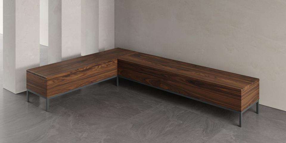 Massivholz Eckbank mit Truhe aus Nussbaum – Zeitloses Design B62 