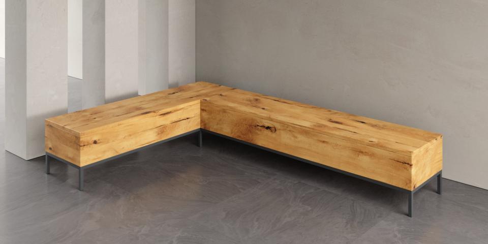 Massivholz Eckbank mit Truhe aus Asteiche – Zeitloses Design B62 