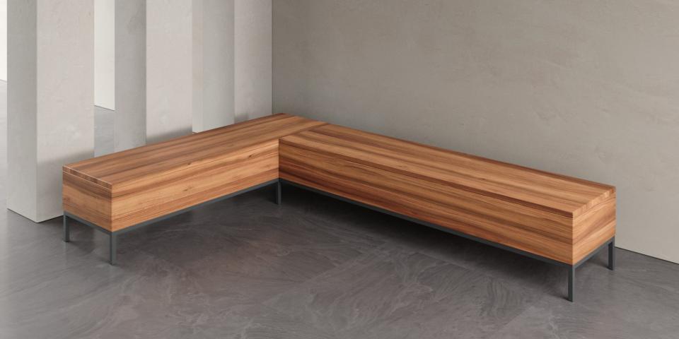 Massivholz Eckbank mit Truhe aus Ulme – Zeitloses Design B62 